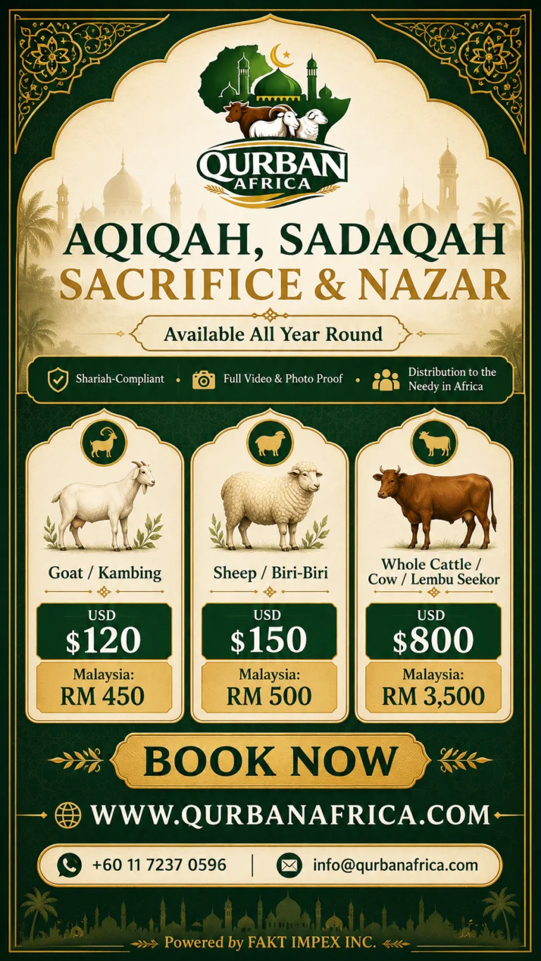 Qurban Africa Aqiqah, Sadaqah Sacrifice, and Nazar poster